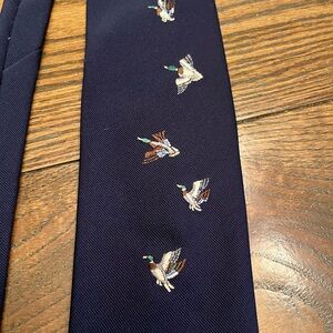 Vintage Kalins Dark Blue Tie with Embroidered Mallard ducks